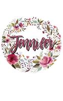 Jennifer Floral Wreath Personalized Notebook