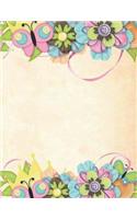 Flower Notebook Large Size 8.5 x 11 Ruled 150 Pages