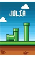 Julia: Vintage Video Game Personalized Name Notebook Journal Diary Sketchbook with 120 Lined Pages 6x9