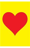 Blank Notebook - 100 Pages - Red Heart on Yellow: Unlined / Unruled Cream Paper; Page Numbers; Blank Table of Contents; 6 X 9; 15.2 CM X 22.9 CM
