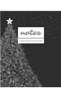 Notes Christmas Notebooks: Grayscale Christmas Tree / Journal / Diary / Gift Idea / Ruled Notebook - Stationery / (Holiday Designs) (8" x 10") Large Softback (Composition Book