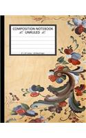 Unruled Composition Notebook 8"x 10". 120 Pages.Traditional Norwegian Rosemaling: Unruled Composition Notebook 8" x 10". 120 Pages. Beautiful Traditional Norwegian Painting Rosemaling Rosepainting Background Pattern.