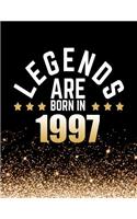 Legends Are Born in 1997: Birthday Notebook/Journal for Writing 100 Lined Pages, Year 1997 Birthday Gift, Keepsake Book (Gold & Black)