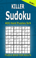 Killer Sudoku Puzzle Book for Adults: 400 Hard Puzzles 9x9 (Volume1)