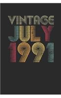 Vintage July 1991: Small Lined Notebook - Happy Birthday Gift or Happy Anniversary Gift Idea