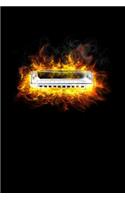 Fire Harmonica: Dot Grid Notebook (6"x 9" inch size = nearly DIN A5 - 120 Pages) - perfect as music book or song writing book, suitable gift for Harmonica musicians