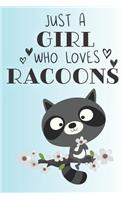 Just A Girl Who Loves Racoons: Cute Racoon Lovers Journal / Notebook / Diary / Birthday Gift (6x9 - 110 Blank Lined Pages)