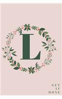 Monogram Initial Letter L Notebook with Rose Pink Floral Journal for Women, Girls Birthday Gift and School: Lined Notebook / Journal Gift, 120 Pages, 6x9, Soft Cover, Matte Finish