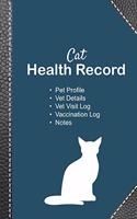 Cat health record: Cat vaccine record book - Pet health record - Puppy vaccine record - 101 pages, 6"x9" - Paperback - blue background reinforcement imitation black le
