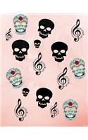 Music Composition Pretty in Pink & Skulls Sheet Music: 8.5" X 11" Ready to Compose 150 Blank Music Sheet Pages