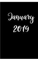 January 2019 Monthly Planner Black White Fancy Font