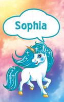 Sophia: Personalized Unicorn Isometric Dot Paper Notebook Featuring 120 Lined Pages 6x9