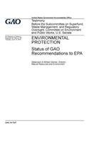 Environmental protection, status of GAO recommendations to EPA