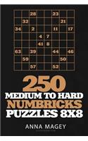 250 Medium to Hard Numbricks Puzzles 8x8