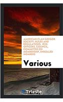 American Clan Gregor Society; Rules and Regulations, 1910