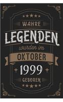 Wahre Legenden wurden im Oktober 1999 geboren: Vintage Geburtstag Notizbuch - individuelles Geschenk für Notizen, Zeichnungen und Erinnerungen - liniert mit 100 Seiten