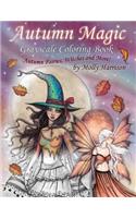 Autumn Magic Grayscale Coloring Book: Autumn Fairies, Witches, and More!(English)