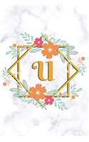 U: Kids Story Journal - Half Drawing Space & Half Lined Pages for Sketching Doodling Writing Practice for Personal or School for Girls - White Marbel G