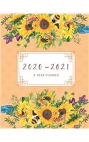 2020-2021 2 Year Planner Sunflowers Monthly Calendar Goals Agenda Schedule Organizer