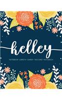 Kelley: Notebook - Libreta - Cahier - Taccuino - Notizbuch: 110 pages paginas seiten pagine: Modern Florals First Name Notebook in Orange, Mint & Yellow on 