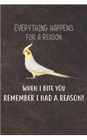 When I Bite You Remember I Had A Reason: 110 Blank Lined Paper Pages 6x9 Personalized Customized Composition Notebook Journal Gift For Cockatiel Parrot Bird Owners and Lovers