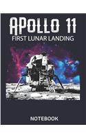 Apollo 11 First Lunar Landing Notebook: Large Size - 8.5 X 11 Notebook/Journal, Minimalist 120 Pages, Classic Lined Pages Planner, Dairy & Notebook for Writing, Sketching, Journals