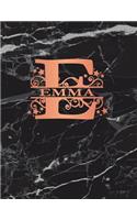 Emma: Personalized Journal Notebook for Women or Girls. Monogram Initial E with Name. Black Marble & Rose Gold Cover. 8.5 X 11 110 Pages Lined Journal Pap