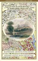 Derbyshire 1610 - 1836 - Fold Up Map that features a collection of Four Historic Maps, John Speed's County Map 1611, Johan Blaeu's County Map of 1648, Thomas Moules County Map of 1836 and Cole and Roper's Plan of the City of Derby 1806. The map's als
