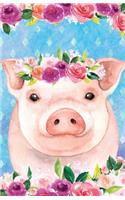 Bullet Journal for Animal Lovers Pink Pig in Flowers: 162 Numbered Pages with 150 Dot Grid Pages, 6 Index Pages and 2 Key Pages in Easy to Carry 5.5 X 8.5 Size.