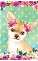 Bullet Journal for Dog Lovers Fawn Chihuahua in Flowers: 162 Numbered Pages with 150 Dot Grid Pages, 6 Index Pages and 2 Key Pages in Easy to Carry 5.5 X 8.5 Size.