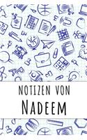 Notizen von Nadeem: Kariertes Notizbuch mit 5x5 Karomuster für deinen personalisierten Vornamen