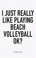 I Just Really Like Playing Beach Volleyball Ok?: A 6x9 Inch Matte Softcover Diary Notebook with 120 Blank Lined Pages and a Funny Gaming Sports Cover Slogan