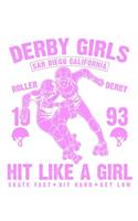 Derby Girls San Diego California Roller Derby - Hit Like a Girl - Skate Fast Hit Hard Get Low