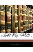 Beitrage Zur Kritik Und Erklarung Von Horat: SAT. I, 9