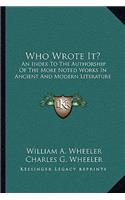 Who Wrote It?