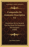 Compendio De Anatomia Descriptiva V2: Elementos De La General Con Nociones De Anatomia Microscopica (1868)