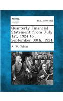 Quarterly Financial Statement from July 1st, 1924 to September 30th, 1924