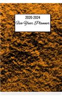 2020-2024 Five Year Planner: 2020-2024 Five Year Planning Gold Notebook Plan Your Monthly Events And Goals 6x9 60 Pages - Five Year Planner Logbook