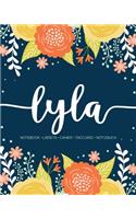 Lyla: Notebook - Libreta - Cahier - Taccuino - Notizbuch: 110 pages paginas seiten pagine: Modern Florals First Name Notebook in Orange, Mint & Yellow on 