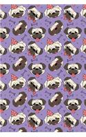 Bullet Journal Notebook Funny Pugs Pattern 3: 112 Page Numbered Graph Style Grid Bullet Journal with Index Pages and Key Pages in Portable 6 X 9 Size.