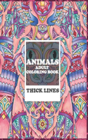 Adult Coloring Book Thick Lines - Animals