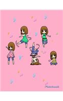 Notebook: Kawaii composition book - Cute girls dancing - Back to school gift for teens
