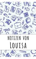 Notizen von Louisa: Kariertes Notizbuch mit 5x5 Karomuster für deinen personalisierten Vornamen