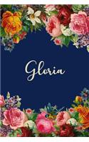 Gloria: Personalized Name Floral Design Matte Soft Cover Notebook Journal to Write In. 120 Blank Lined Pages