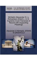 McNabb (Alexander D.) V. Richardson (Elliott L.) U.S. Supreme Court Transcript of Record with Supporting Pleadings