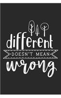 Different Doesn't Mean Wrong: Inspirational Journal / Notebook / Diary - Inspiring Quote on Black Matte Cover - Great Birthday or Christmas Gift