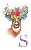 S: Pretty Deer Monogram Journal, Personalized Notebook Letter S