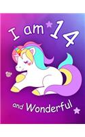 I am 14 and Wonderful: Cute Unicorn 8.5x11 Activity Journal, Sketchbook, Notebook, Diary Keepsake for Women & Girls! Makes a great gift for her 14th birthday.