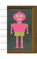 Handwriting: Practice Paper Notebook - With Descender Lines - For Cursive Script & Print Manuscript Alphabet - 8.5 X 11 - 100 Pages - Pink Robot Cover
