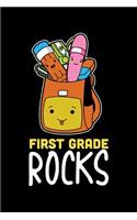 First Grade Rock: 100 Pages College Ruled Lined Blank Writing Notebook - 6" x 9" Funny Back to School Notebook For Boys and Girls Kids Teachers Students